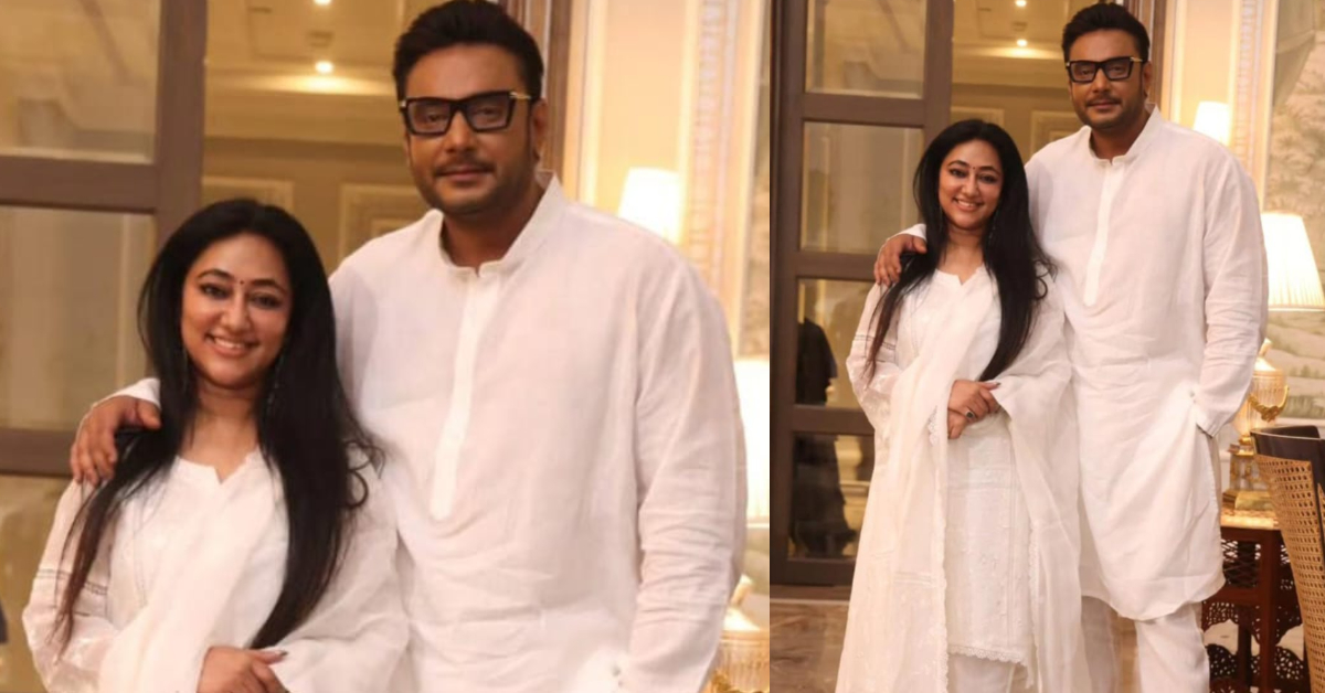 ಬಿಳಿ ಬಣ್ಣದ ಉಡುಗೆಯಲ್ಲಿ ದರ್ಶನ್, ವಿಜಯಲಕ್ಷ್ಮಿ ಪೋಸ್- ಫ್ಯಾನ್ಸ್‌ ದಿಲ್‌ ಖುಷ್